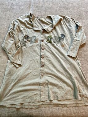 Vintage Blue Fish button down tunic dress